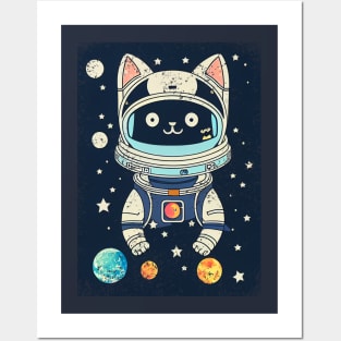 Kawaii Space Cat Posters and Art